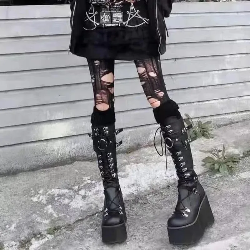 Sewing Garment - Punk gothique plate-forme bottes pour femmes